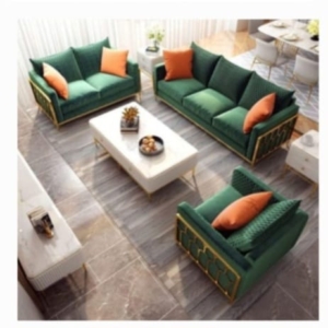 luxurious soft velvet mirror golden framed stainless steel armchair