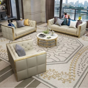 leather golden stainless steel framed armchair sofa