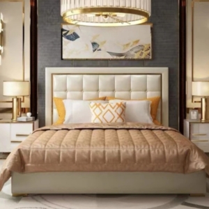 fabric platform bed box quilted  headboard platform bed