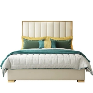 fabric bed gold stainless steel framed bed