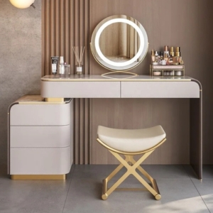italian gold stainless steel framed dressing table set