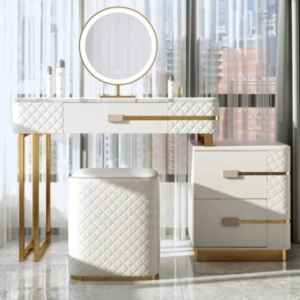 marble gold stainless steel dressing table with mirror +stool