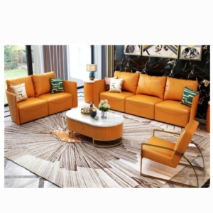 vibrant orange leather armchair sofa