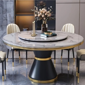 luxury italian sintered stone round rotating dining table set