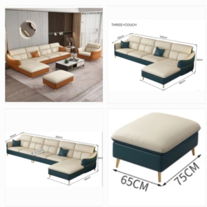 two tone cushion back l shape armchair sofa